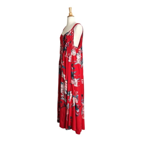 JAASE Red Floral Maxi Dress Bronte Lover’s Passion Print Boho Crochet, Medium - Picture 9 of 16